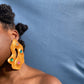 The Florence Gold Bedazzled Handmade Statement Earrings Modeled